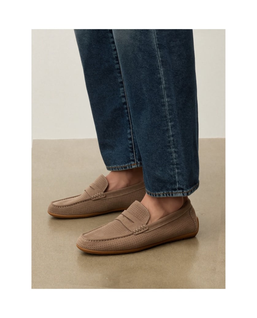 Kazar-Mokassins-aus-Wildleder-mit-Perforation-taupe