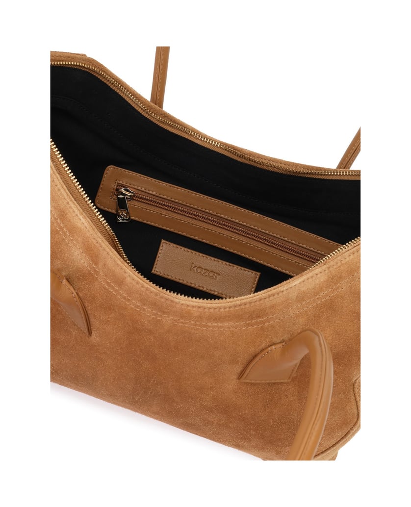 Kazar-Elegante-Tasche-aus-Wildleder-in-Bootsform-camel