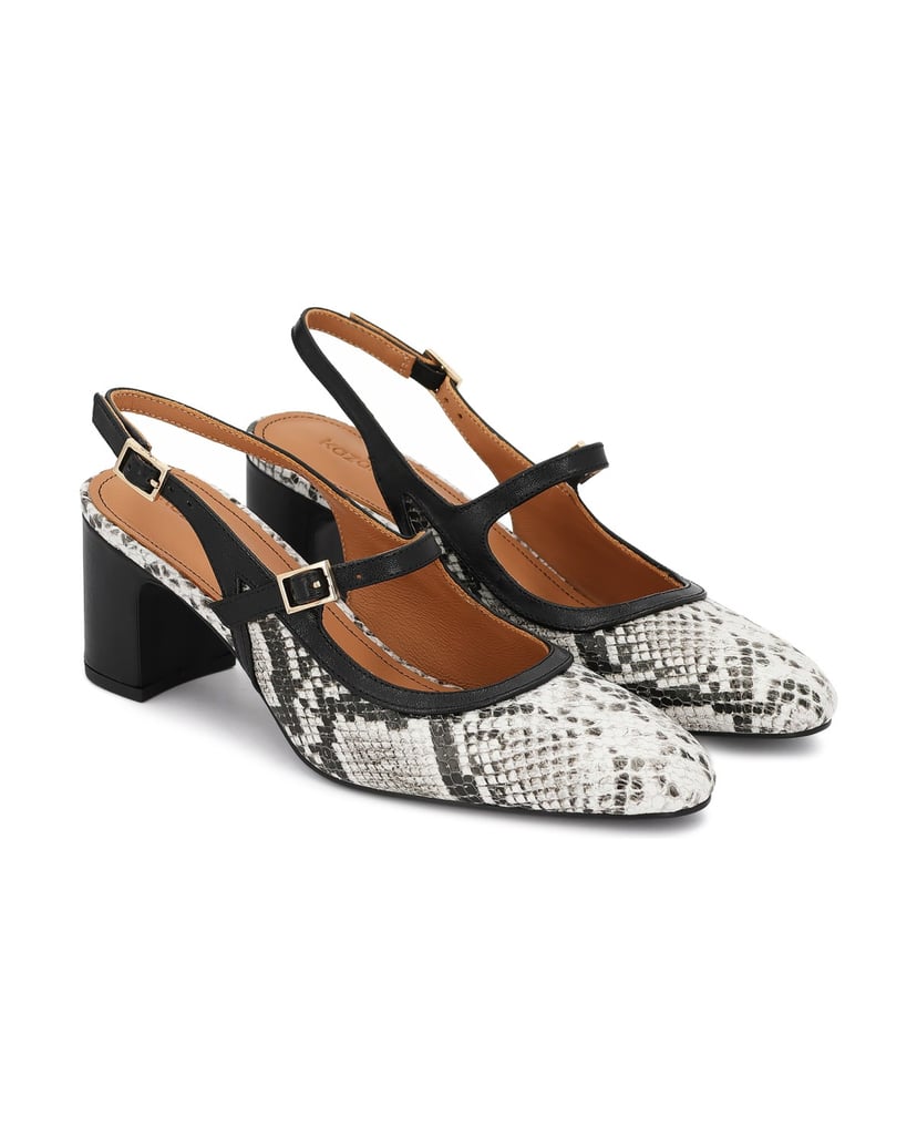 Kazar-Slingbacks-aus-Leder-mit-Schlangenhautmuster-schwarz