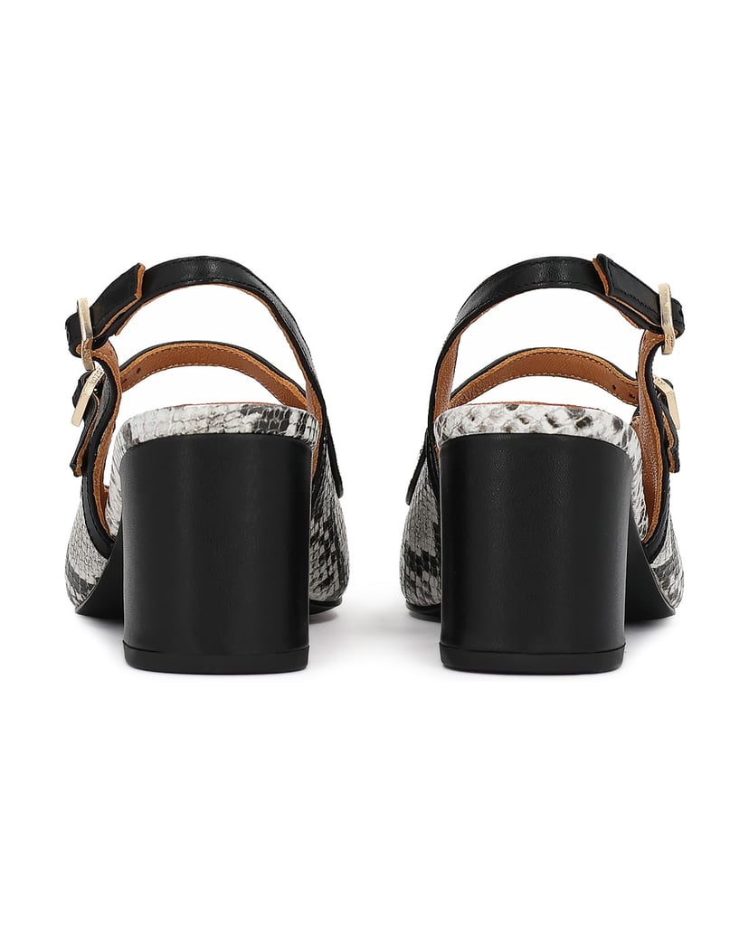 Kazar-Slingbacks-aus-Leder-mit-Schlangenhautmuster-schwarz