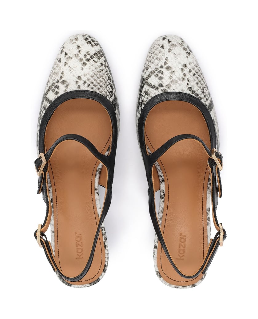 Kazar-Slingbacks-aus-Leder-mit-Schlangenhautmuster-schwarz