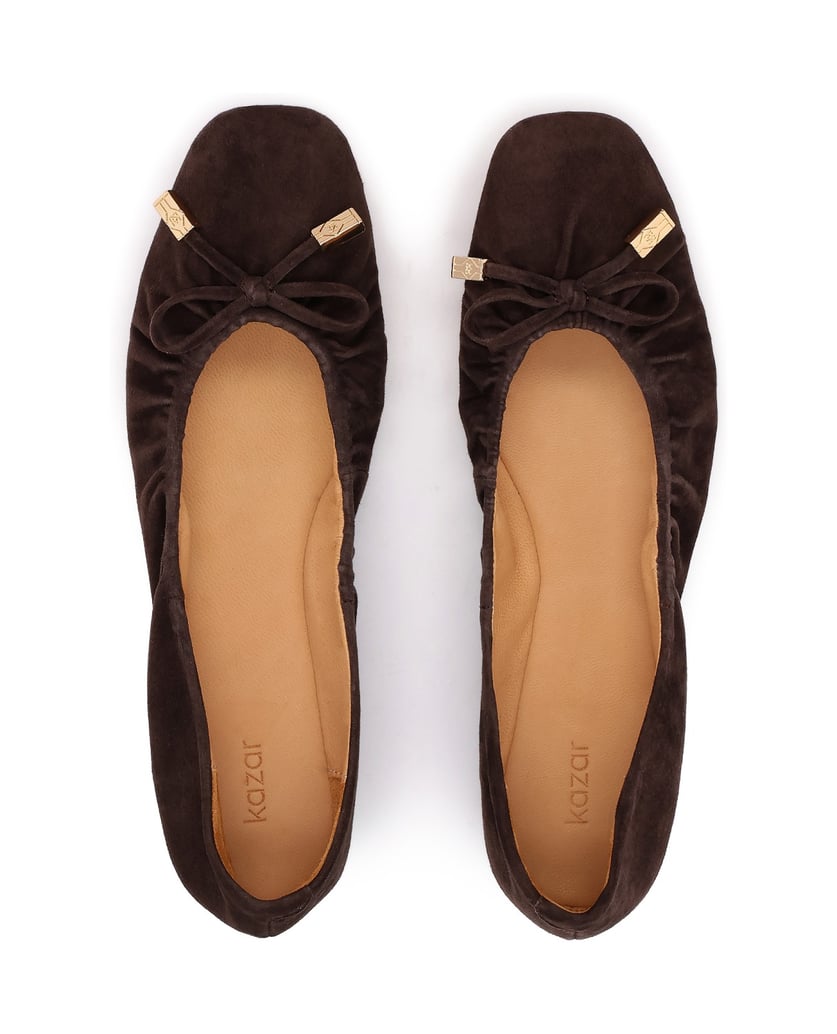 Kazar-Dunkelbraune-Ballerinas-aus-Wildleder-mit-Schleifenverzierung-dunkelbraun