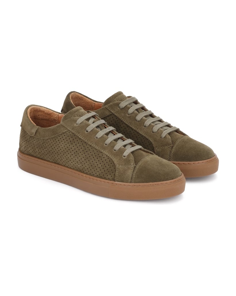 Kazar-Sneakers-aus-Wildleder-mit-Perforationen-oliv