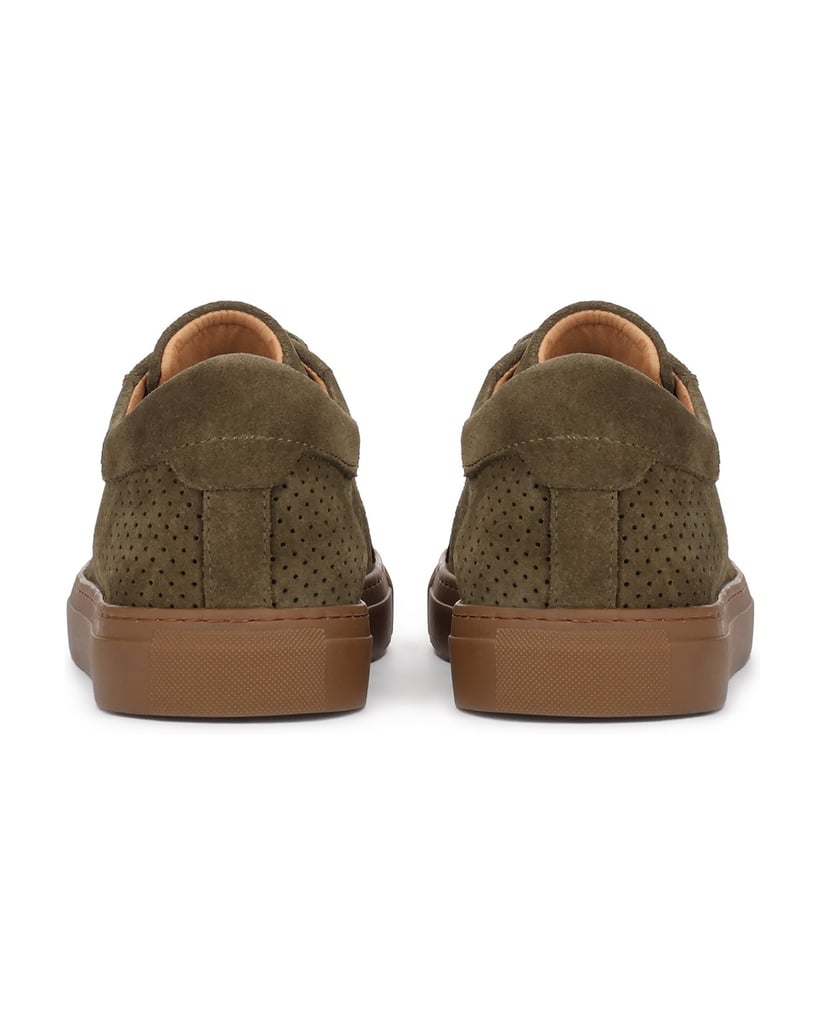 Kazar-Sneakers-aus-Wildleder-mit-Perforationen-oliv