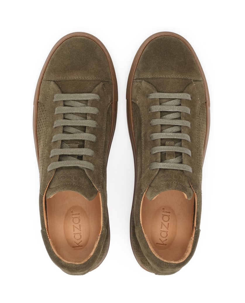 Kazar-Sneakers-aus-Wildleder-mit-Perforationen-oliv