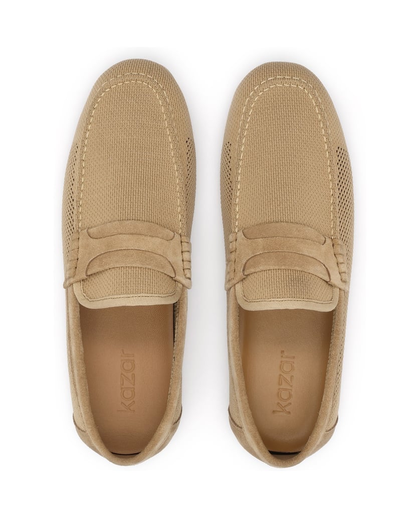 Kazar-Mokassins-aus-beigefarbenem-Gewebe-und-Wildleder-beige