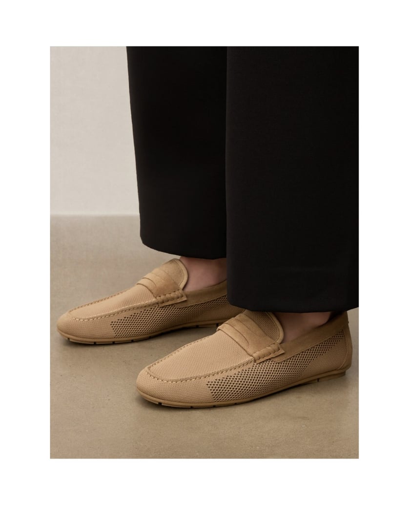 Kazar-Mokassins-aus-beigefarbenem-Gewebe-und-Wildleder-beige