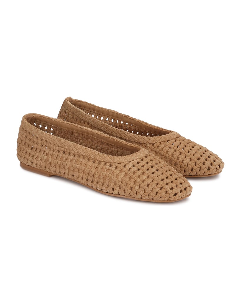 Kazar-Durchbrochene-Ballerinas-mit-geflochtenen-Gürteln-aus-Wildleder-camel