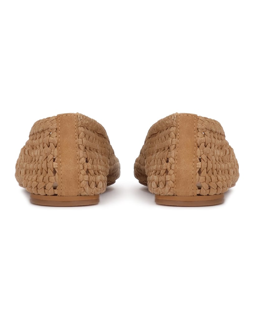 Kazar-Durchbrochene-Ballerinas-mit-geflochtenen-Gürteln-aus-Wildleder-camel