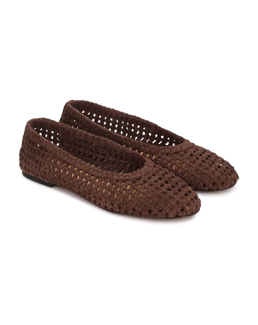 Kazar-Braune-Ballerinas-aus-durchbrochenem-Leder-dunkelbraun