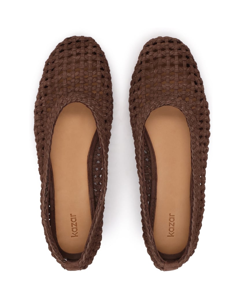 Kazar-Braune-Ballerinas-aus-durchbrochenem-Leder-dunkelbraun