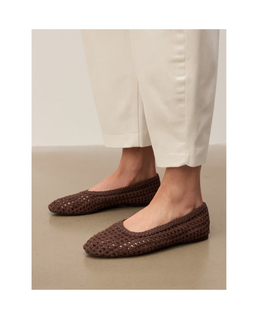 Kazar-Braune-Ballerinas-aus-durchbrochenem-Leder-dunkelbraun