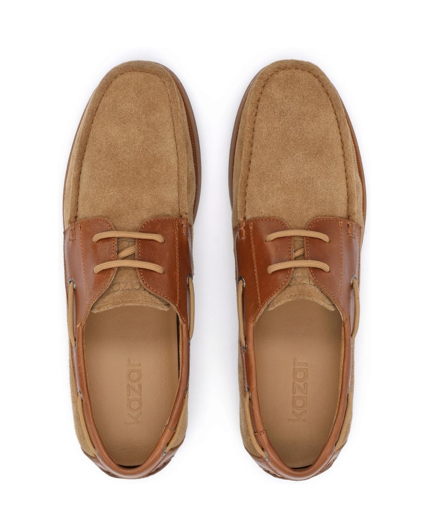 Kazar-Halbschuhe-zum-Schieben-aus-Wildleder-und-Leder-camel