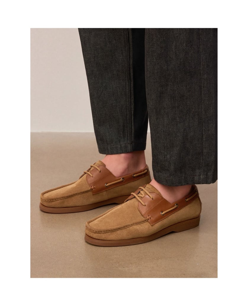Kazar-Halbschuhe-zum-Schieben-aus-Wildleder-und-Leder-camel