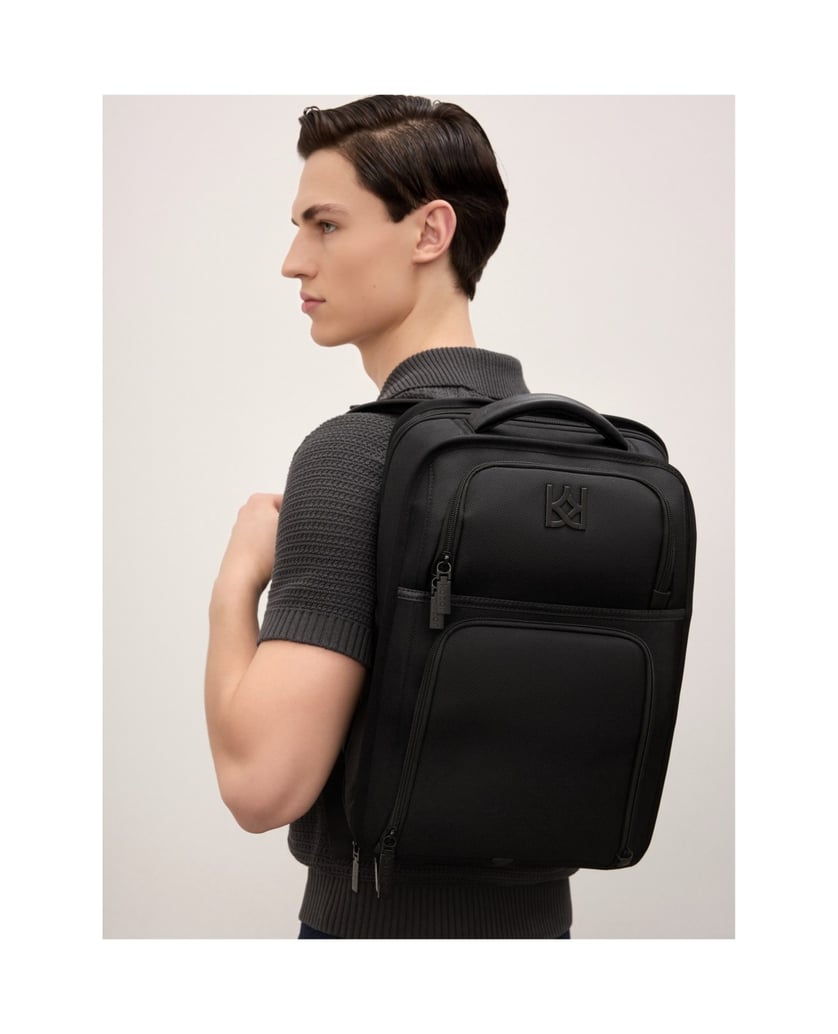 Kazar-Schwarzer-Herren-Rucksack-aus-Gewebe-mit-Laptop-Fach-schwarz
