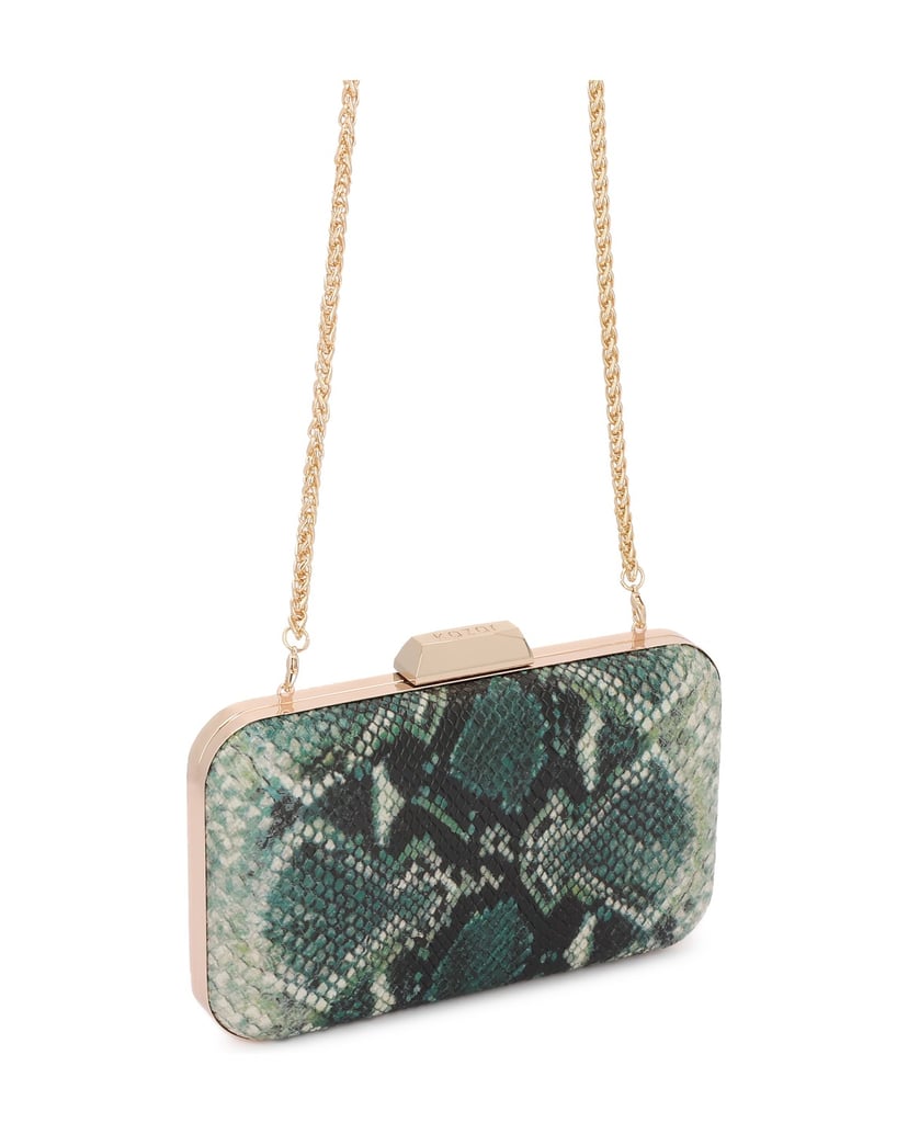 Kazar-Clutch-Tasche-Schlangendruck-in-Grüntönen-grün