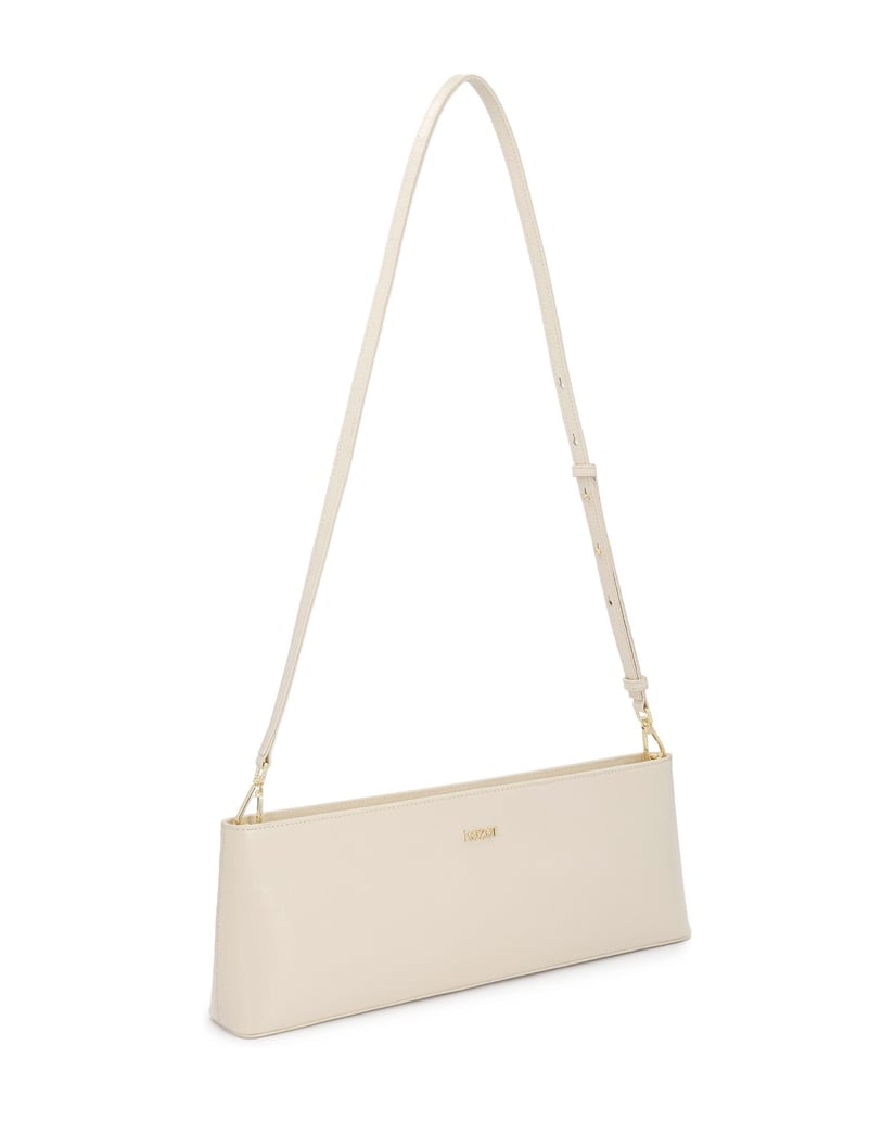 Kazar-Längliche-Baguette-Tasche-aus-geprägtem-Leder-weiss