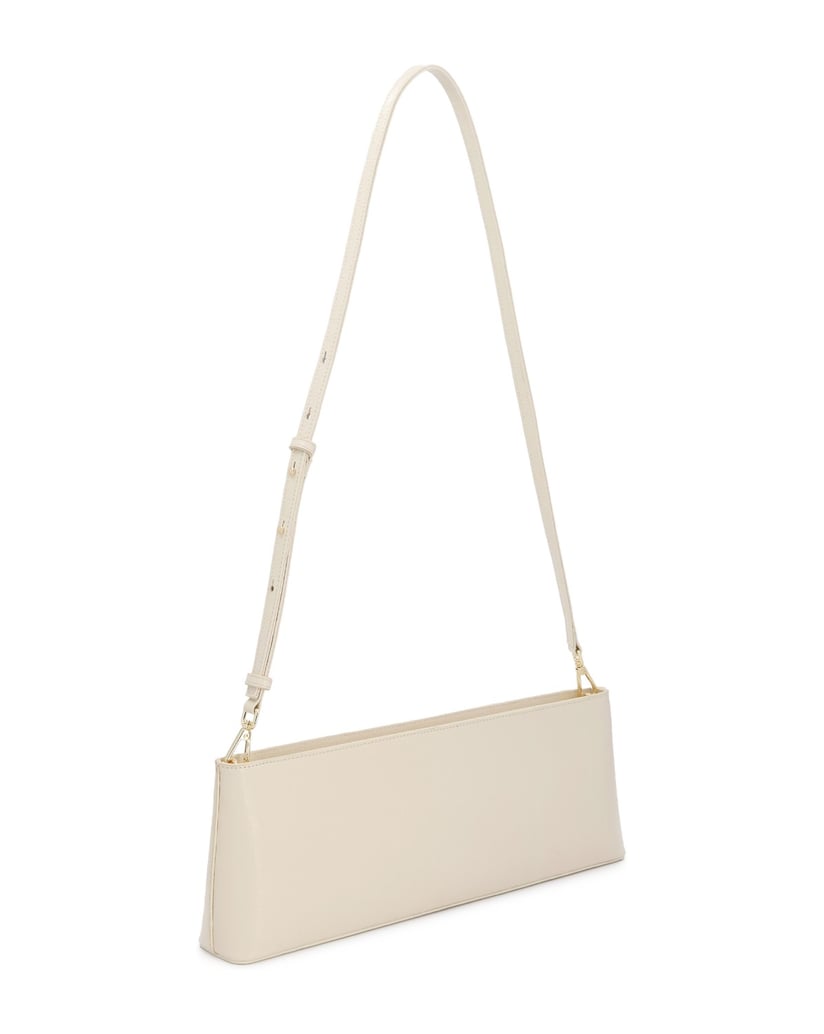 Kazar-Längliche-Baguette-Tasche-aus-geprägtem-Leder-weiss