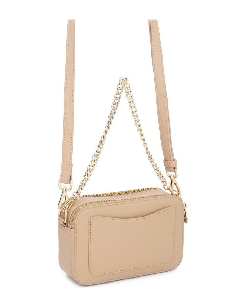 Kazar-Crossbody-Tasche-aus-Leder-mit-Kette-und-Schnürchen-beige