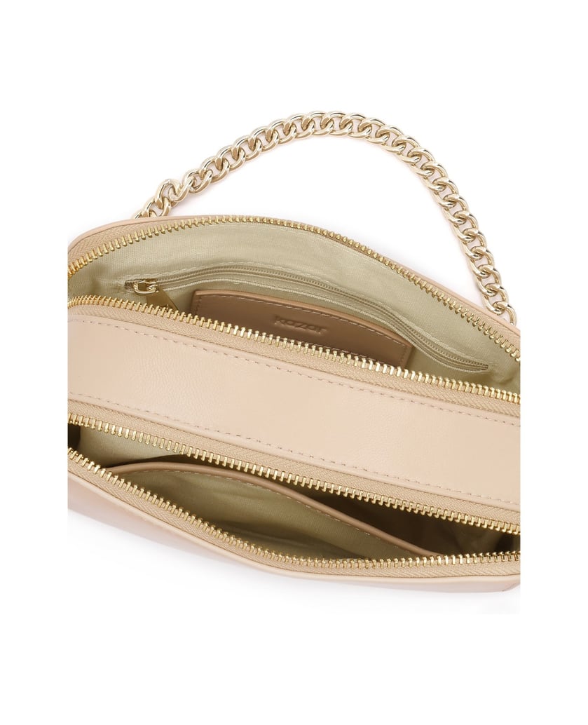 Kazar-Crossbody-Tasche-aus-Leder-mit-Kette-und-Schnürchen-beige