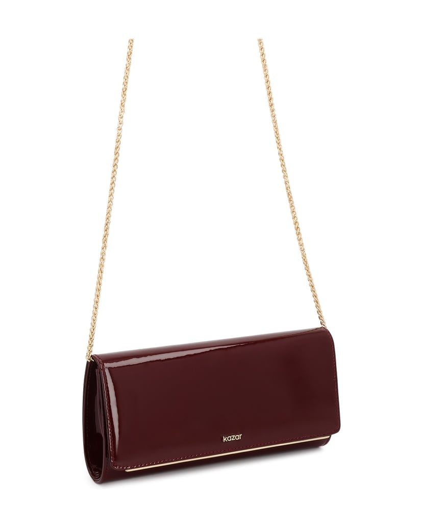 Kazar-Bordeaux-Lackleder-Kettenhandtasche-rot