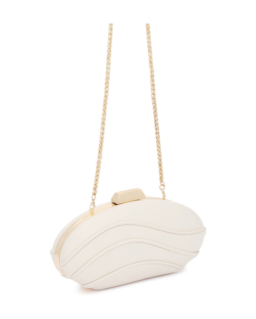Kazar-Elegante-Clutch-Tasche-mit-Gesteppter-Rüsche-weiss