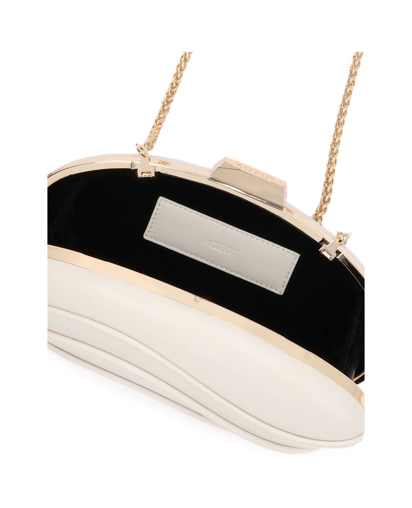 Kazar-Elegante-Clutch-Tasche-mit-Gesteppter-Rüsche-weiss