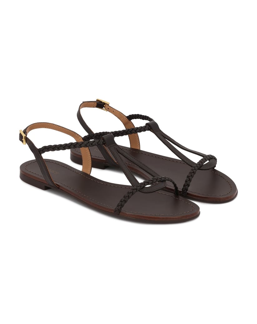 Kazar-Braune-flache-Sandalen-mit-geflochtenen-Riemen-dunkelbraun