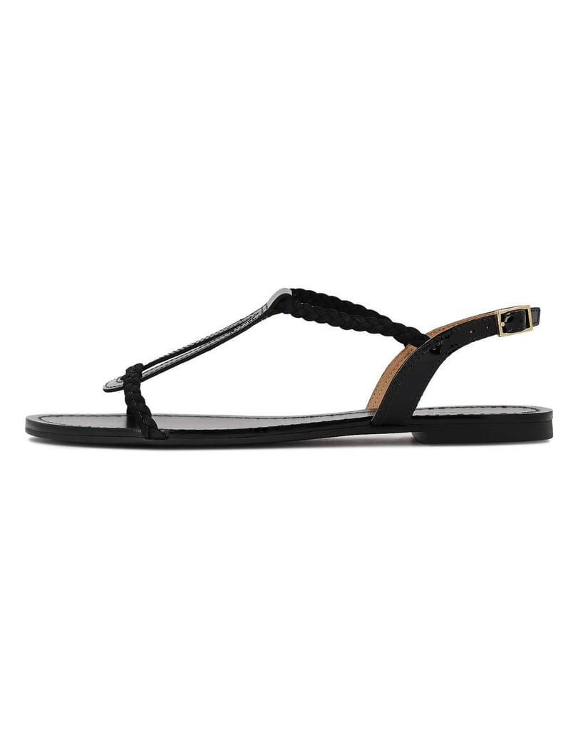 Kazar-Flache-Sandalen-aus-Lackleder-und-Wildleder-schwarz
