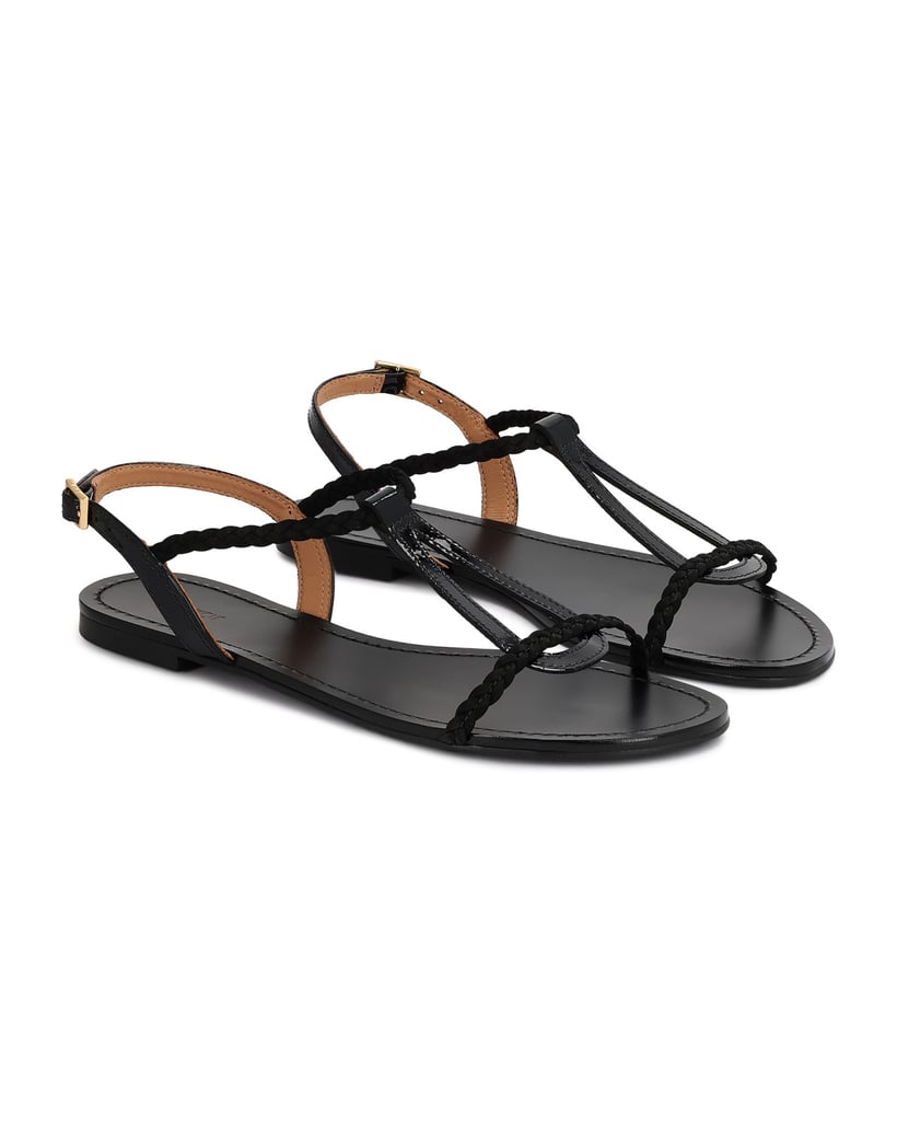 Kazar-Flache-Sandalen-aus-Lackleder-und-Wildleder-schwarz