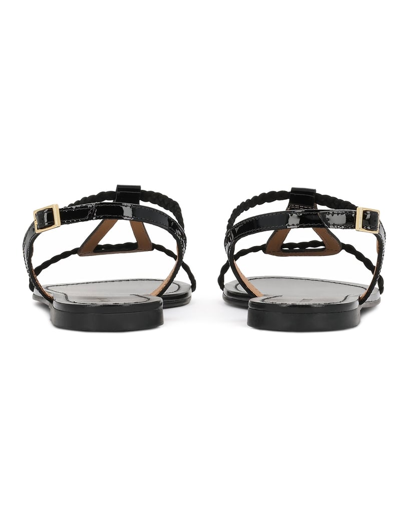 Kazar-Flache-Sandalen-aus-Lackleder-und-Wildleder-schwarz