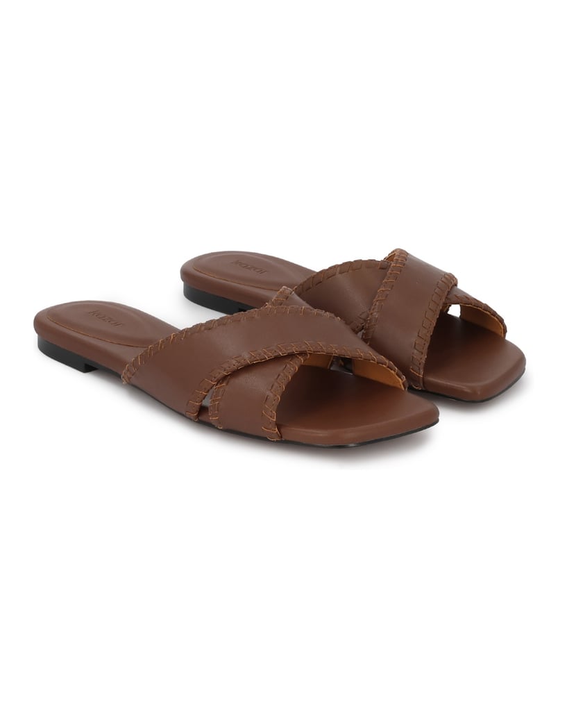 Kazar-Braune-Mules-mit-verzierten-Gürteln-braun