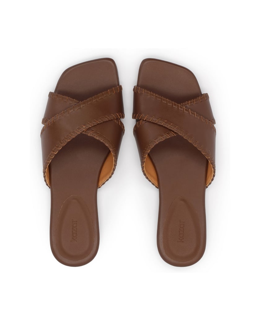 Kazar-Braune-Mules-mit-verzierten-Gürteln-braun