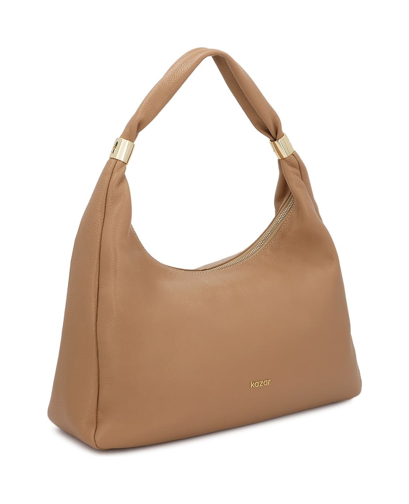 Kazar-Geräumige-Schultertaschen-aus-Leder-beige