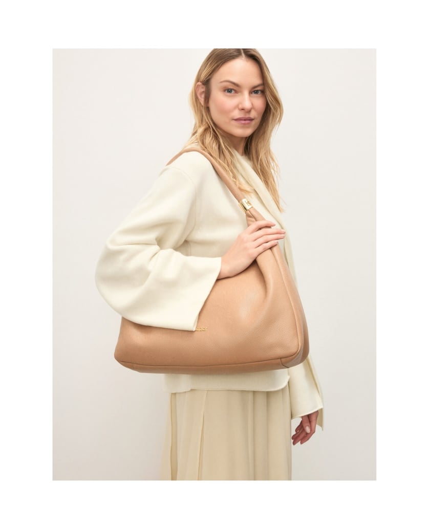 Kazar-Geräumige-Schultertaschen-aus-Leder-beige