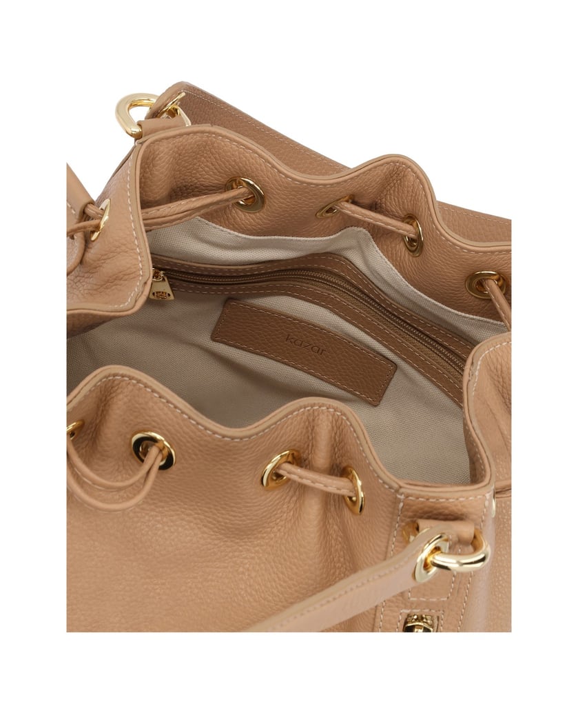 Kazar-Beiges-Leder-beutelchen-mit-Schnürchen-beige