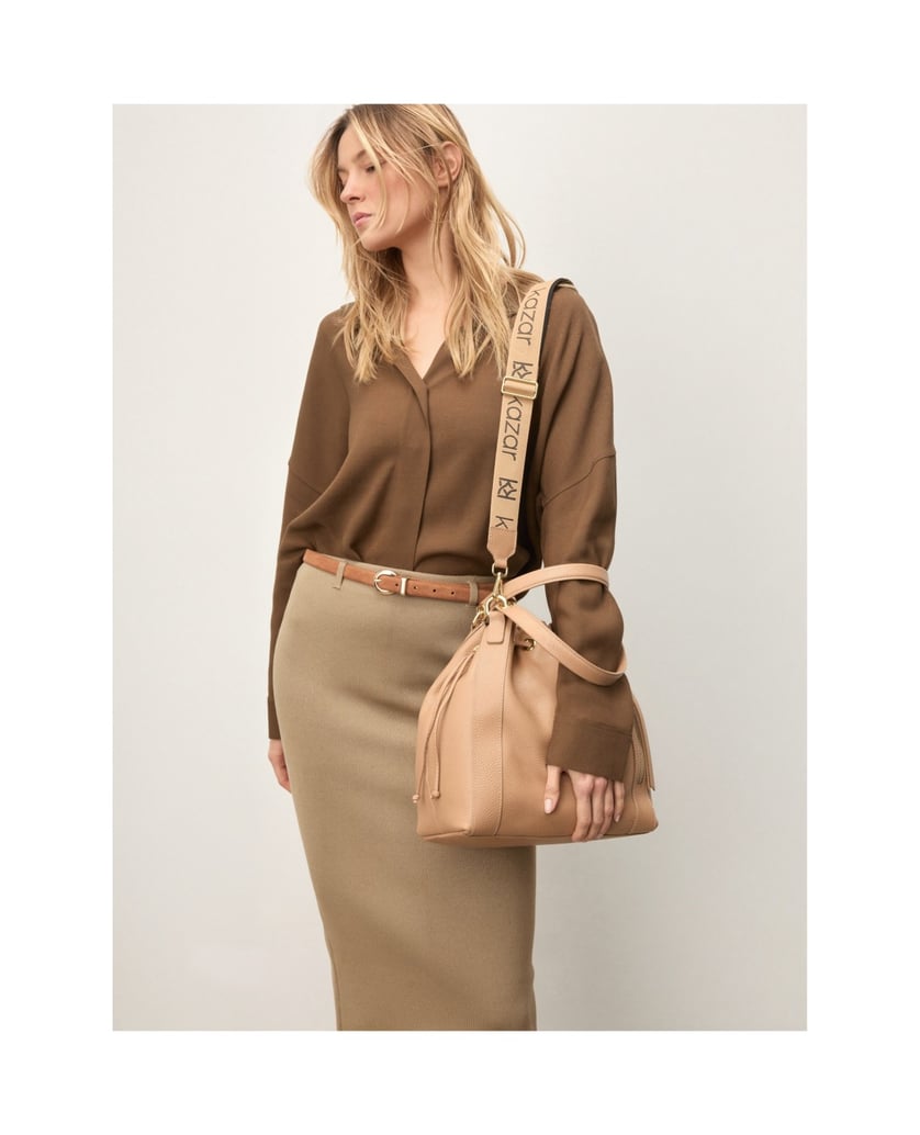 Kazar-Beiges-Leder-beutelchen-mit-Schnürchen-beige