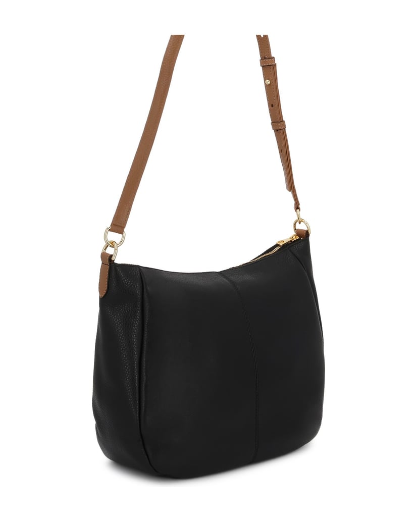 Kazar-Lose-Tasche-aus-Naturleder-mit-zwei-Gürteln-schwarz