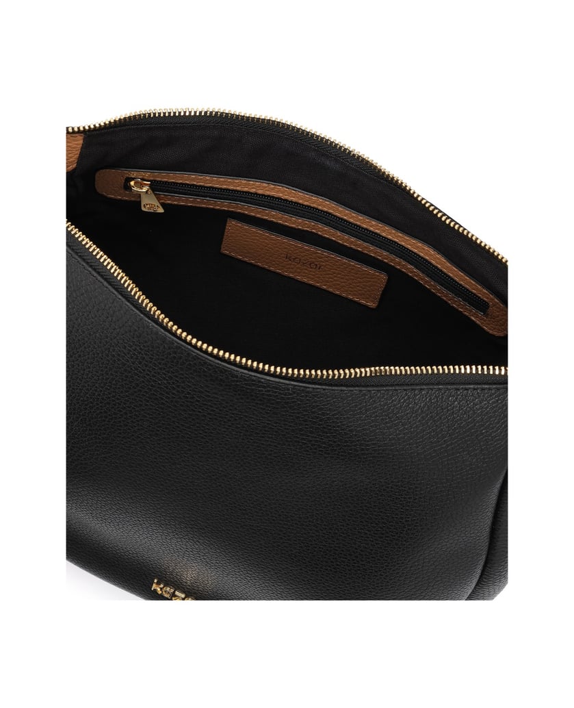 Kazar-Lose-Tasche-aus-Naturleder-mit-zwei-Gürteln-schwarz