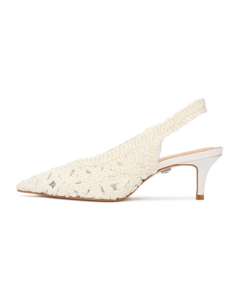 Kazar-Hochzeits-Slingback-Pumps-aus-gebrochenem-weißen-Gewebe-weiss
