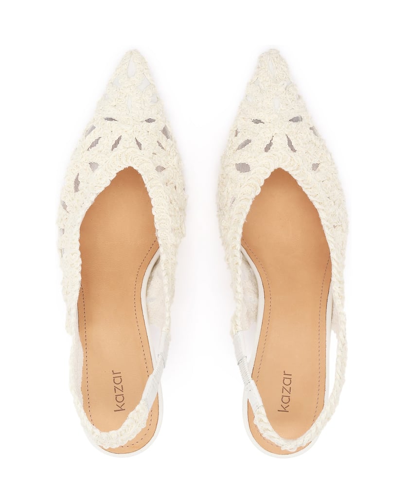 Kazar-Hochzeits-Slingback-Pumps-aus-gebrochenem-weißen-Gewebe-weiss