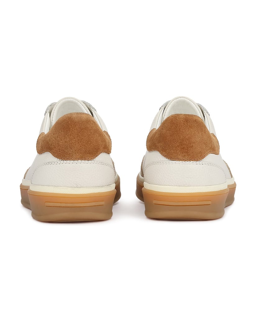 Kazar-Herren-Sneakers-aus-weißem-Leder-mit-Toe-cap-aus-Wildleder-weiss