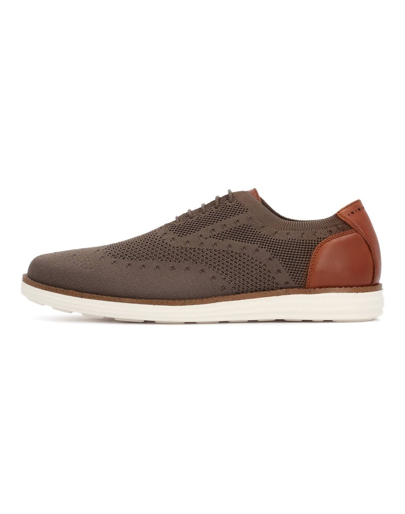 Kazar-Taupe-Sneakers-für-Herren-aus-perforiertem-Gewebe-mit-Absatz-aus-braunem-Leder-taupe