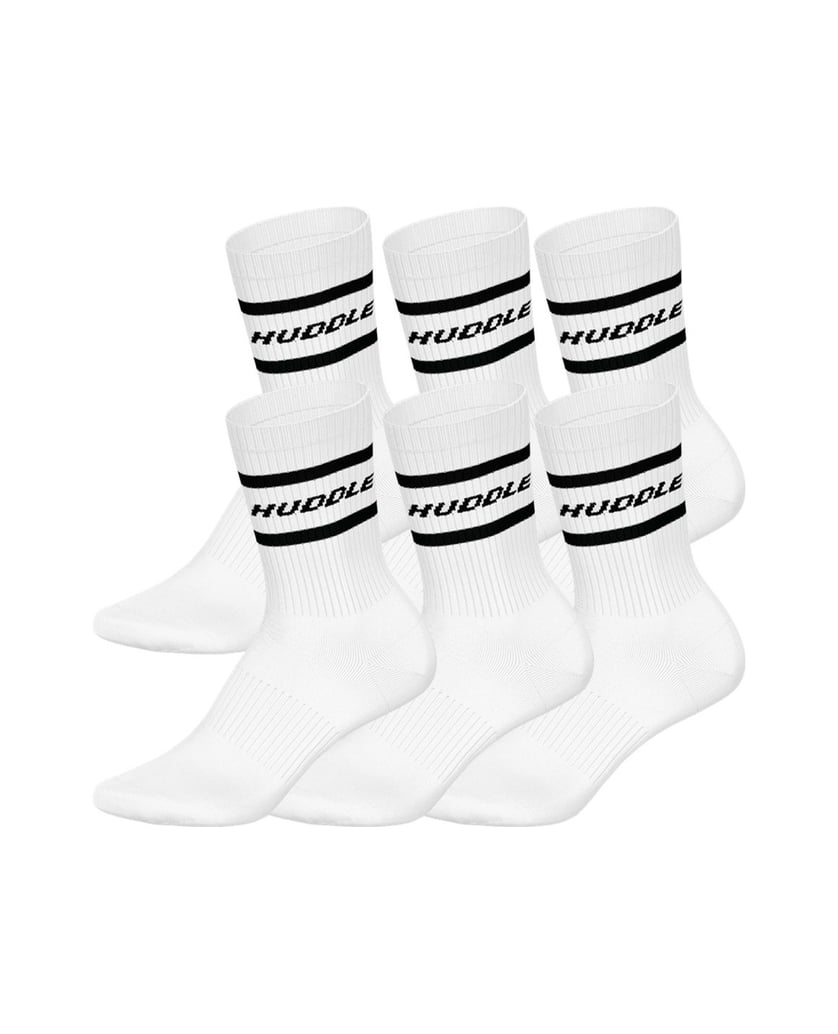 HUDDLE-Unisex-Socken-6er-Pack-HUDDLE-6pk-Crew-Socks-Stripe-weiss