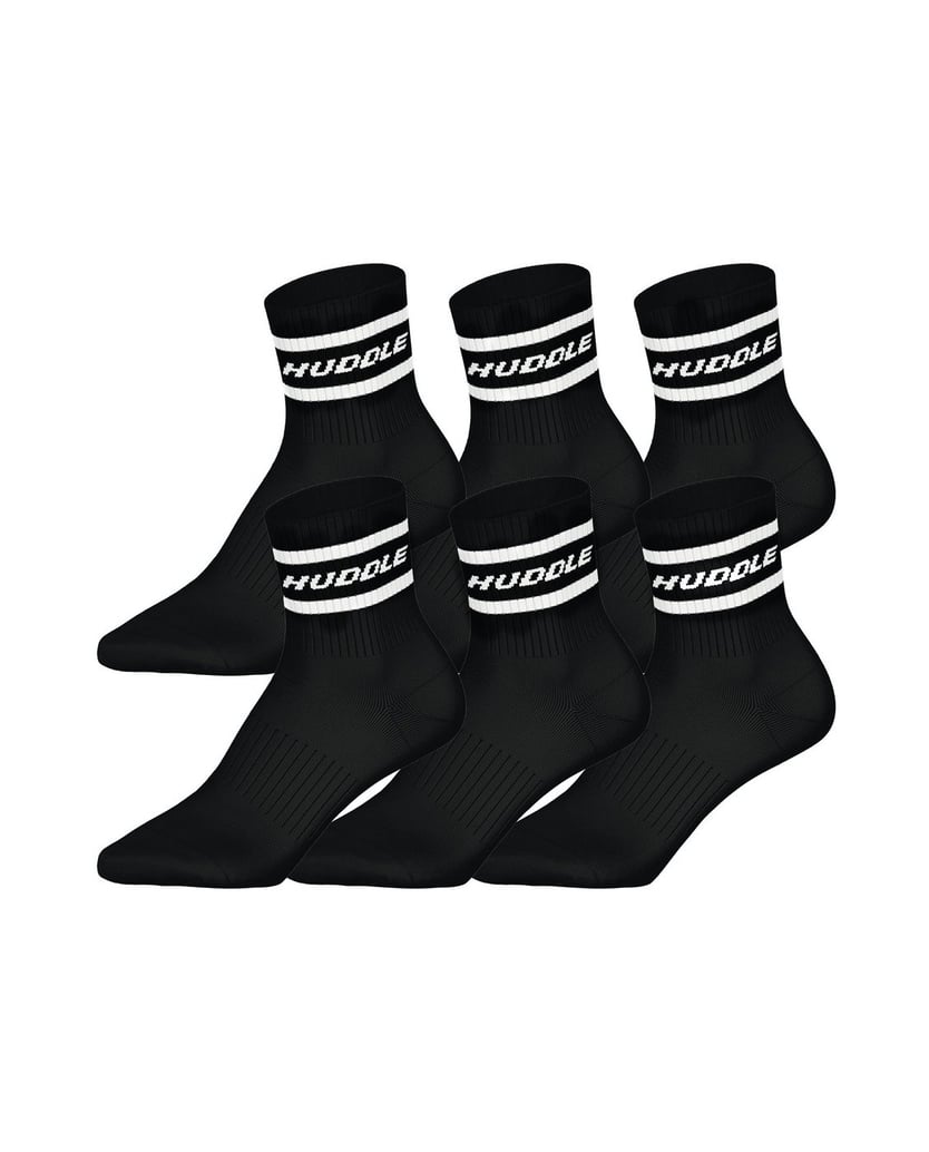 HUDDLE-Unisex-Socken-6er-Pack-HUDDLE-6pk-Short-Crew-Socks-Stripe-schwarz