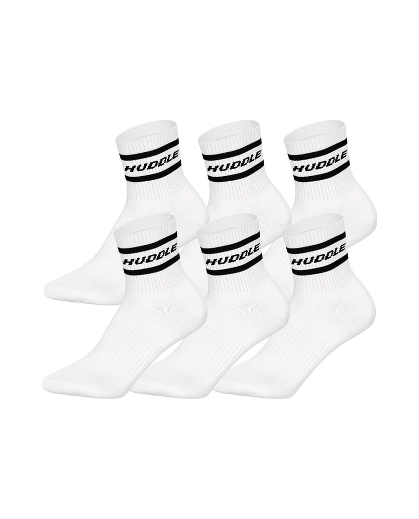 HUDDLE-Unisex-Socken-6er-Pack-HUDDLE-6pk-Short-Crew-Socks-Stripe-weiss