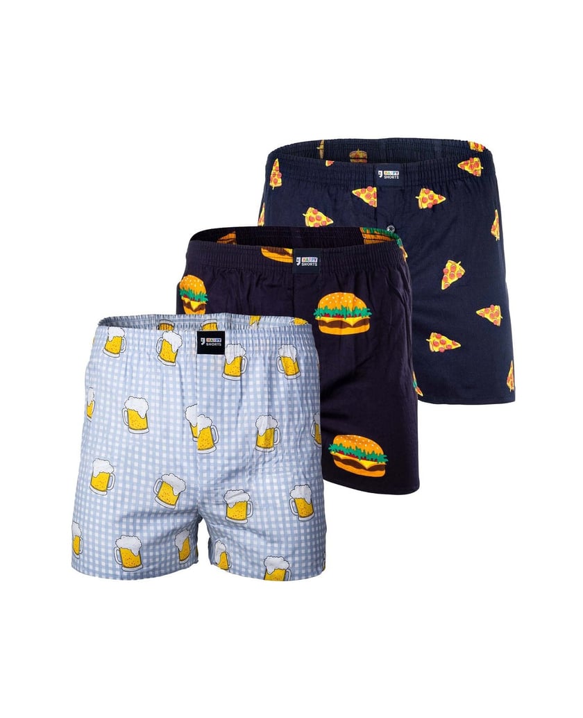 Happy-Shorts-Herren-Web-Boxershorts-3er-Pack-American-Boxershorts-multicolor