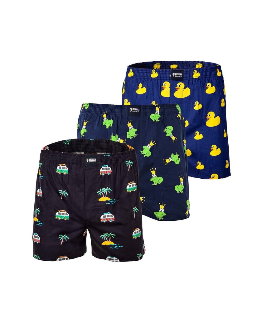 Happy-Shorts-Herren-Web-Boxershorts-3er-Pack-American-Boxershorts-multicolor