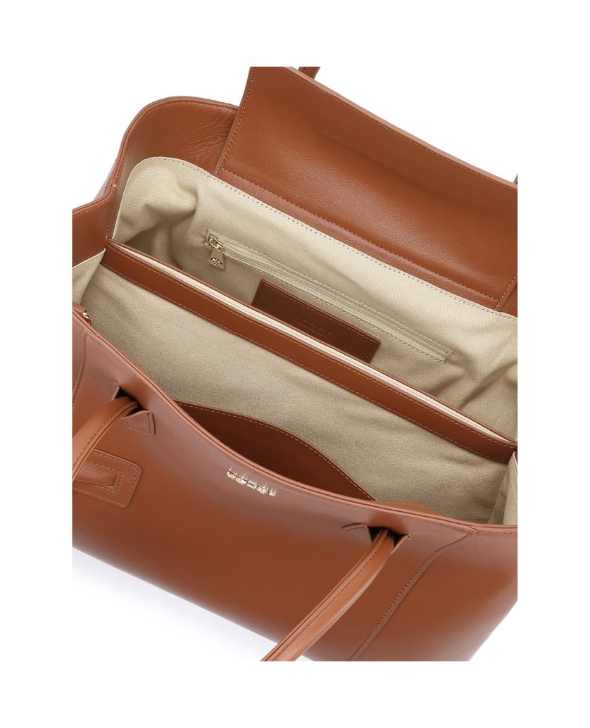 Kazar-Tragetasche-aus-braunem-Leder-braun