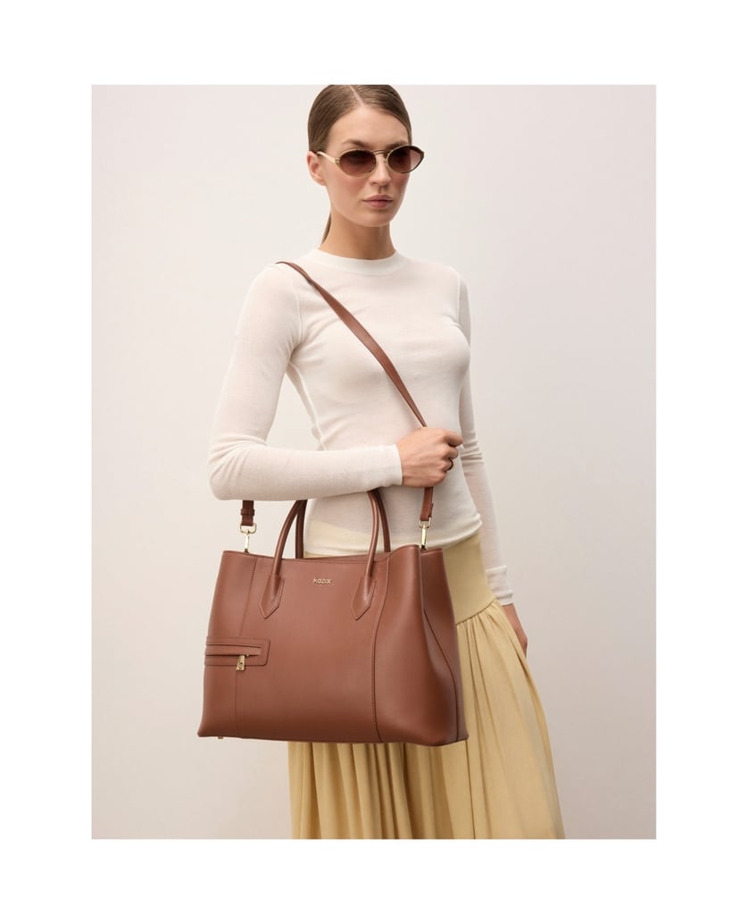 Kazar-Tragetasche-aus-braunem-Leder-braun